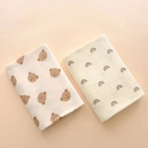2Pc Cotton Muslin Receiving Blanket