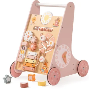 Wooden Baby Push Walker with Activity Center